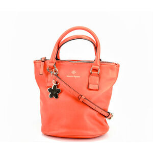 Nanette Lepore Orange Leather Satchel W/ Orange Flower Charm
